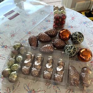 Lot of 41 Fall Ornaments Squirrel Owl Pinecones Acorns Balls Impact Resistant